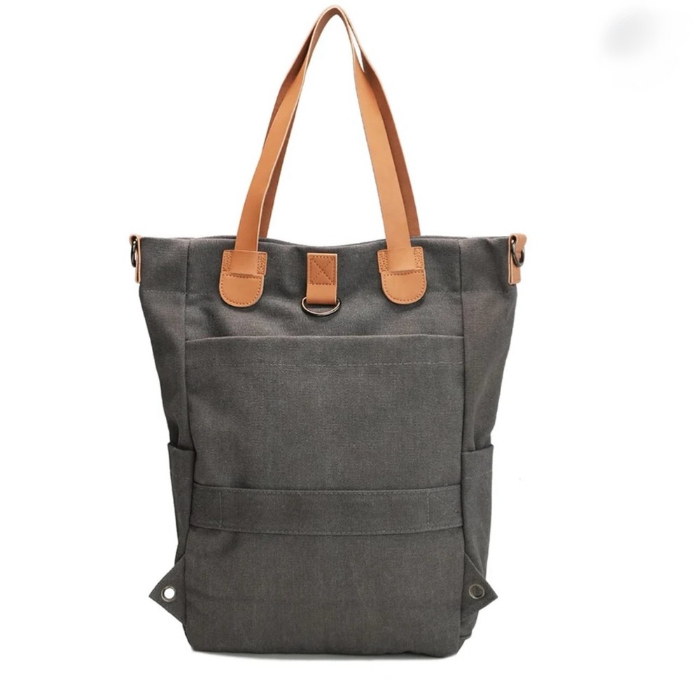 Pragma Canvas Converta Tote in charcoal with Tan Leather Accents - Picture 13 of 14